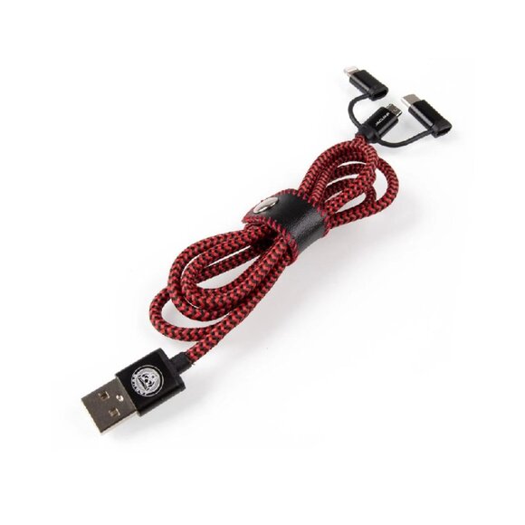 NIB - Genuine Jaguar Woven 3-in-1 Phone Cable – Red/Black - Picture 1 of 9